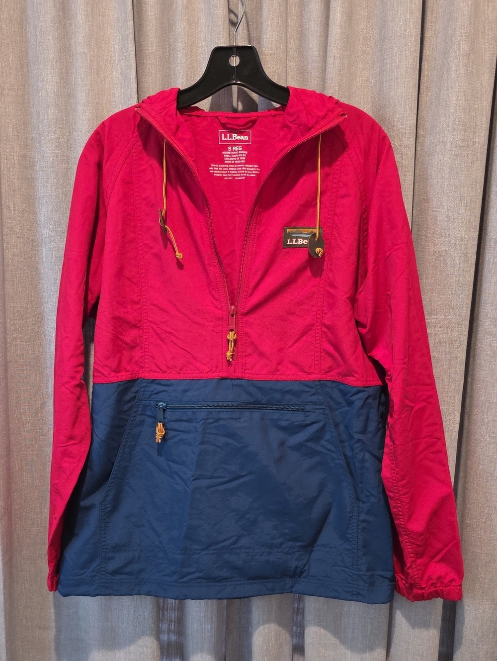 L.L. Bean Women's Two-Tone Hooded Anorak Jacket - Red & Navy